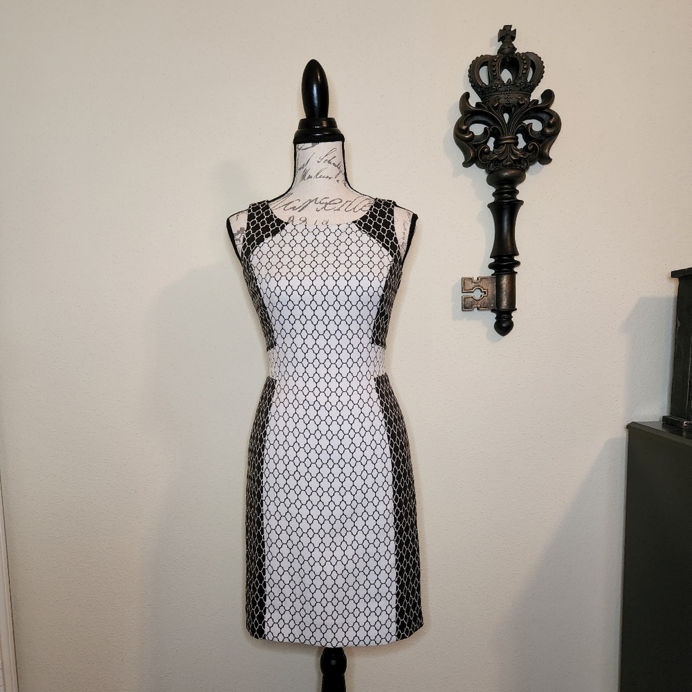Antonio Melani Black & White Pattern Sleeveless Dress Size 0